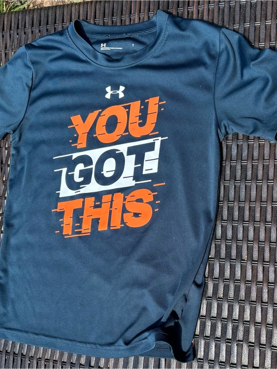 Under Armour Other - Under Armour Navy and Orange Performance Tee-Boys Size 7